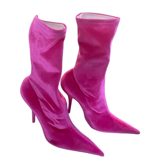 Preloved Balenciaga Pink Velvet Knife Boot ‼️SOLD‼️ - Picture 3 of 13